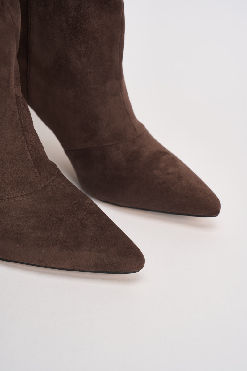 Stivali donna con tacco in suede marroni 3518 MORO CAFFÈ NERO 