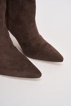 Stivali donna con tacco in suede marroni 3518 MORO CAFFÈ NERO 