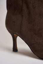 Stivali donna con tacco in suede marroni 3518 MORO CAFFÈ NERO 