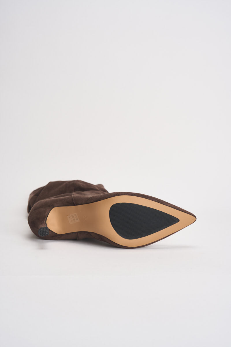 Stivali donna con tacco in suede marroni 3518 MORO CAFFÈ NERO 