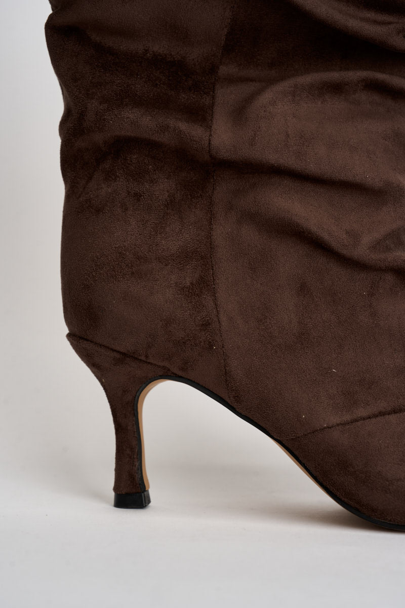 Stivaletti donna in suede marrone scuro 3520 MORO CAFFÈ NERO 