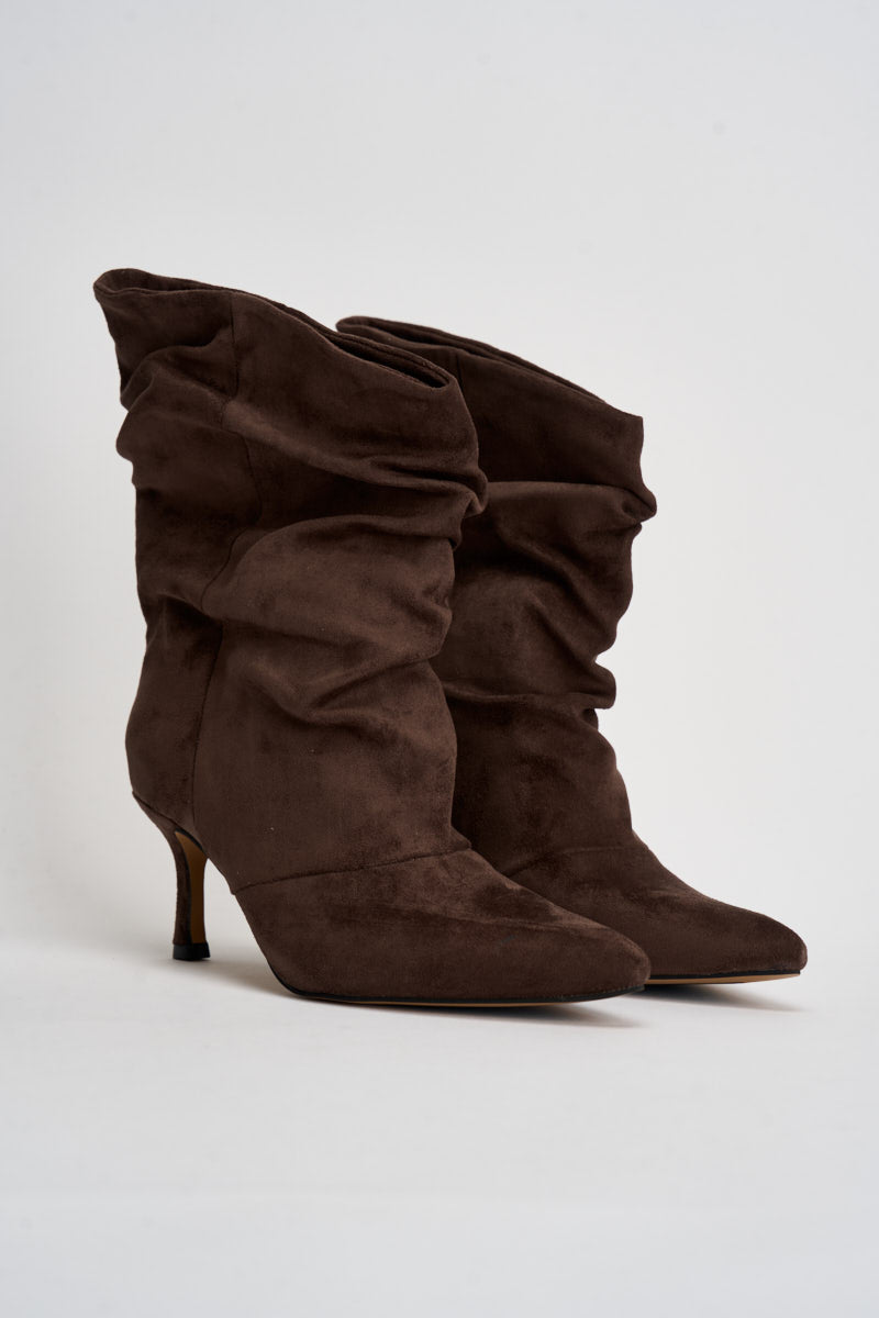 Stivaletti donna in suede marrone scuro 3520 MORO CAFFÈ NERO 