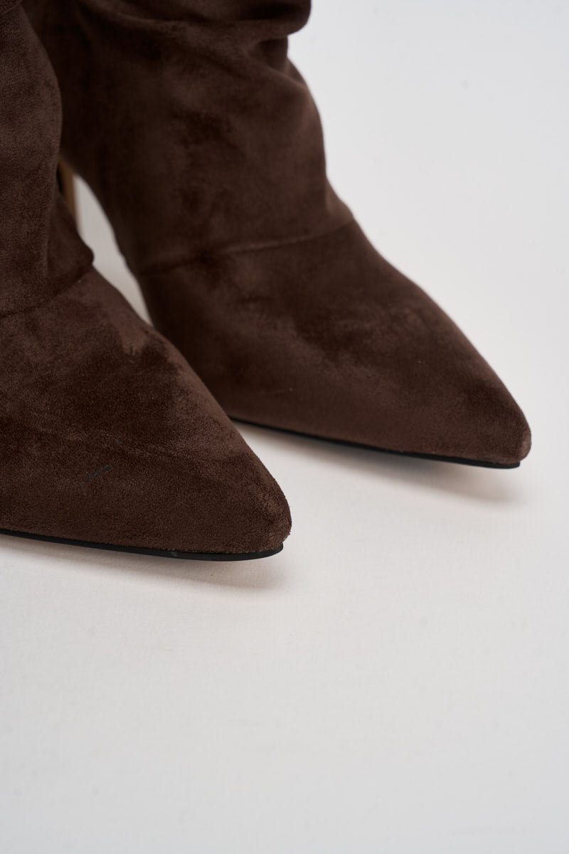 Stivaletti donna in suede marrone scuro 3520 MORO CAFFÈ NERO 