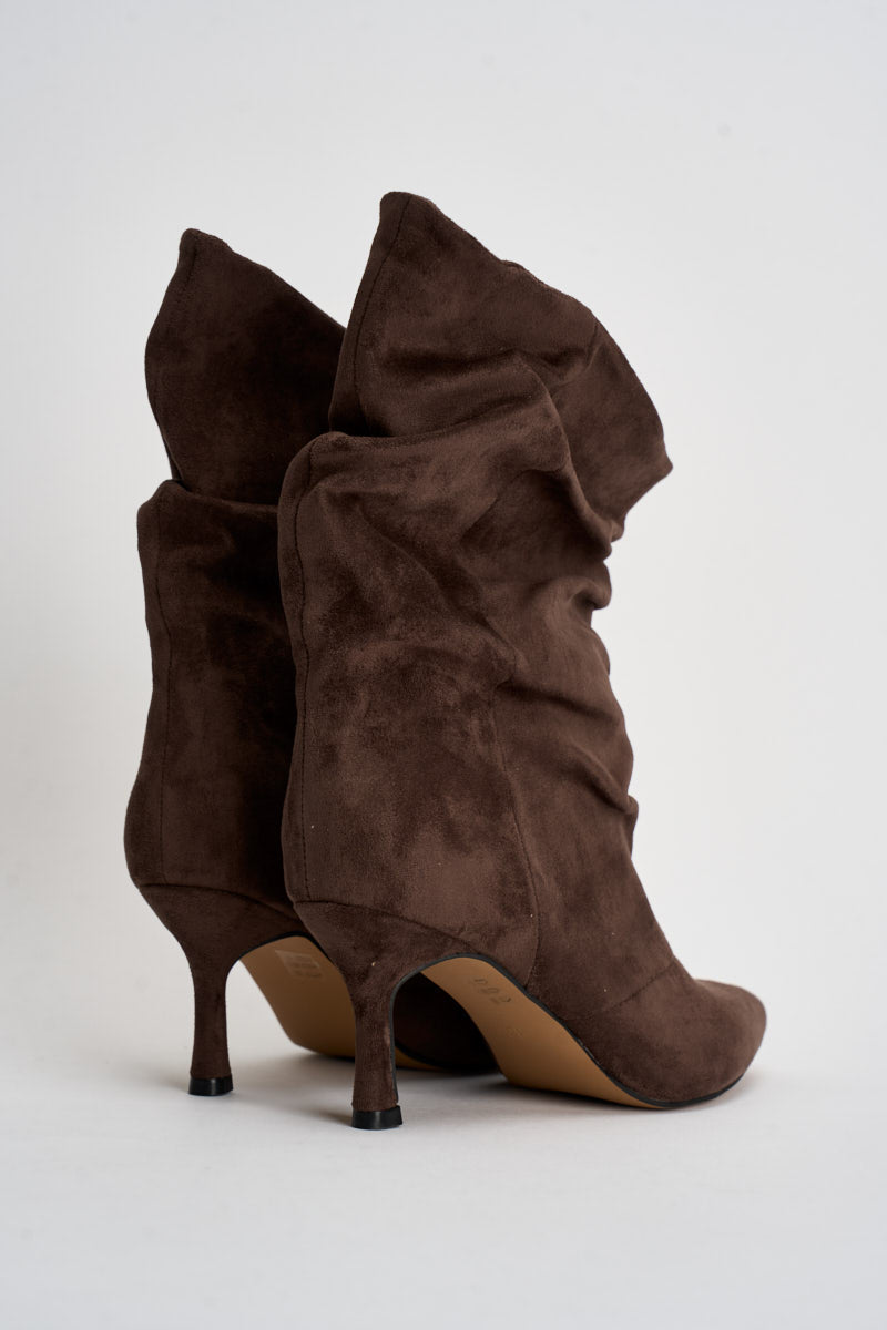 Stivaletti donna in suede marrone scuro 3520 MORO CAFFÈ NERO 