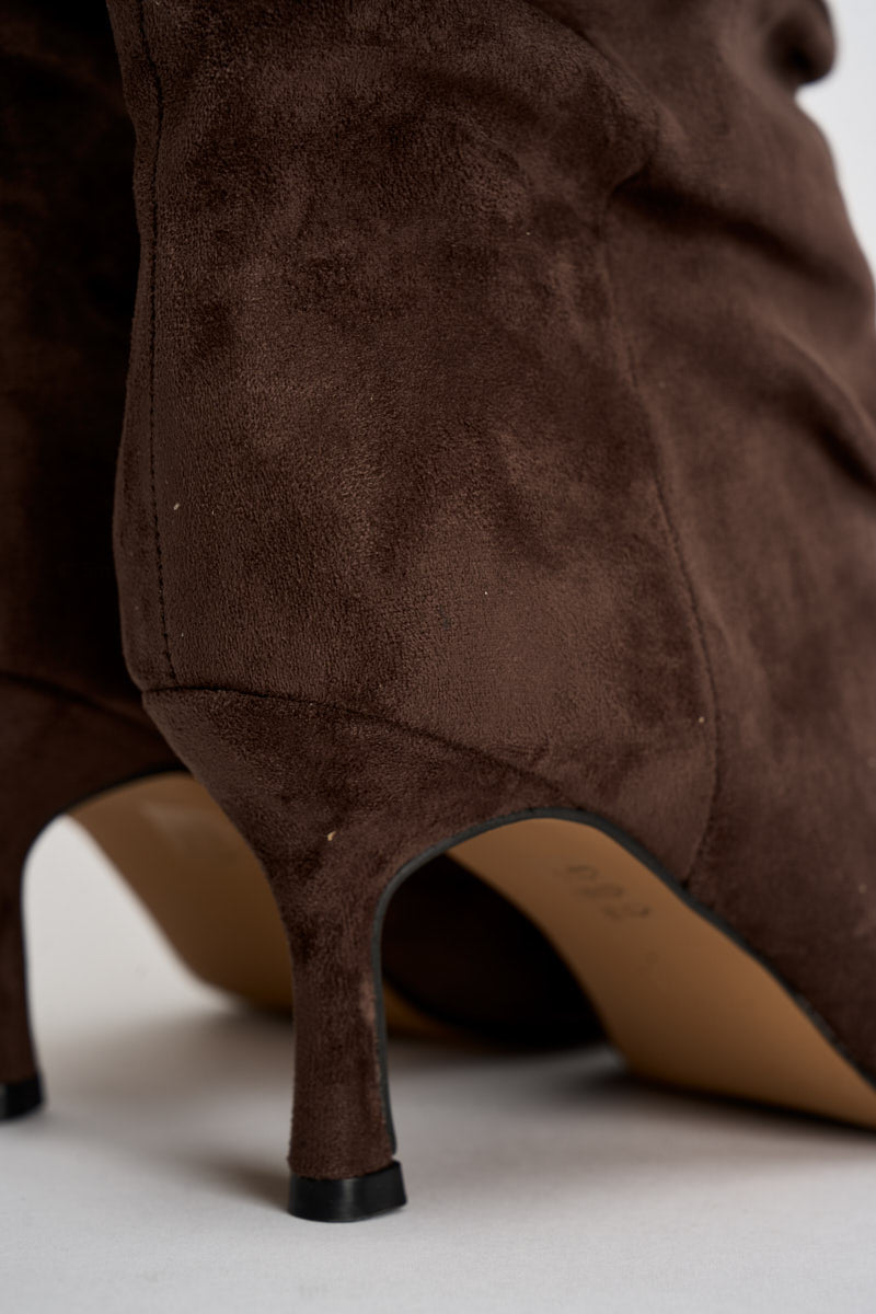Stivaletti donna in suede marrone scuro 3520 MORO CAFFÈ NERO 