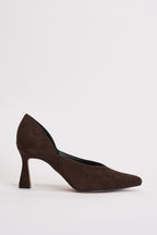Décolleté donna in suede marrone scuro 3574 MORO CAFFÈ NERO 