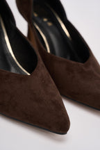 Décolleté donna in suede marrone scuro 3574 MORO CAFFÈ NERO 
