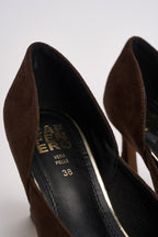 Décolleté donna in suede marrone scuro 3574 MORO CAFFÈ NERO 