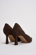 Décolleté donna in suede marrone scuro 3574 MORO CAFFÈ NERO 