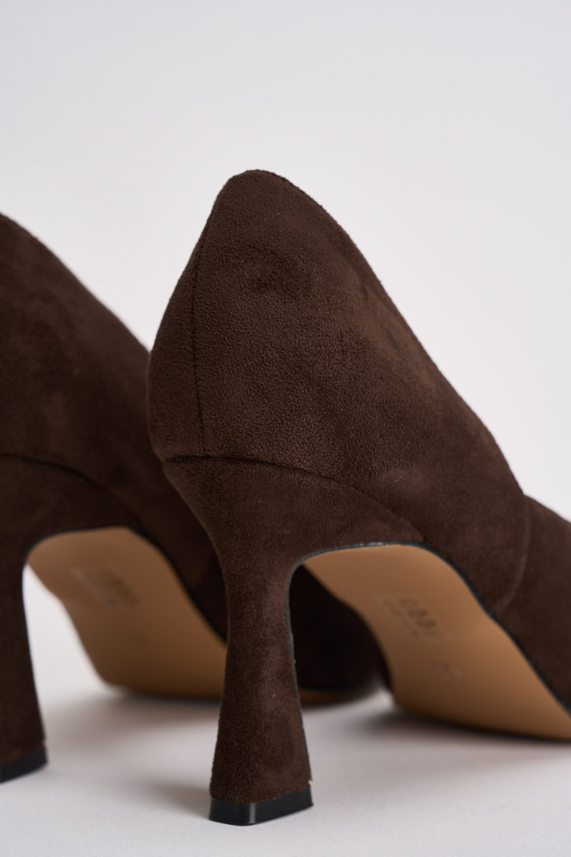 Décolleté donna in suede marrone scuro 3574 MORO CAFFÈ NERO 
