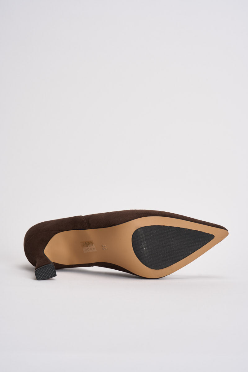 Décolleté donna in suede marrone scuro 3574 MORO CAFFÈ NERO 