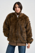 Giacca donna in ecopelliccia marrone G226072W BROWN CANADIAN 