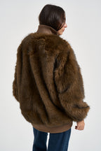 Giacca donna in ecopelliccia marrone G226072W BROWN CANADIAN 