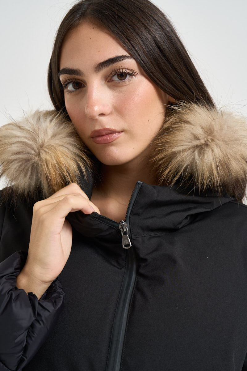 Piumino donna Noralee doppio tessuto nero<BR/> G226352WFUR BLA CANADIAN 