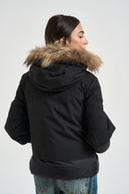 Piumino donna Noralee doppio tessuto nero<BR/> G226352WFUR BLA CANADIAN 
