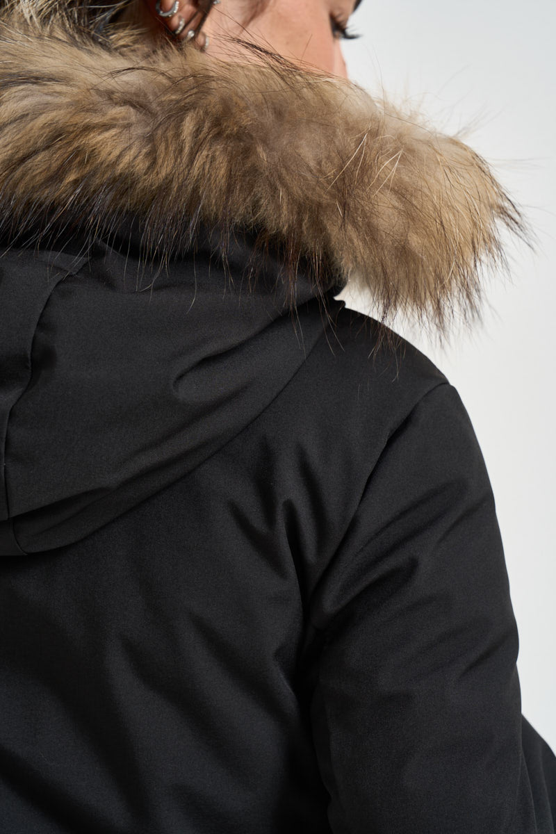 Piumino donna Noralee doppio tessuto nero<BR/> G226352WFUR BLA CANADIAN 