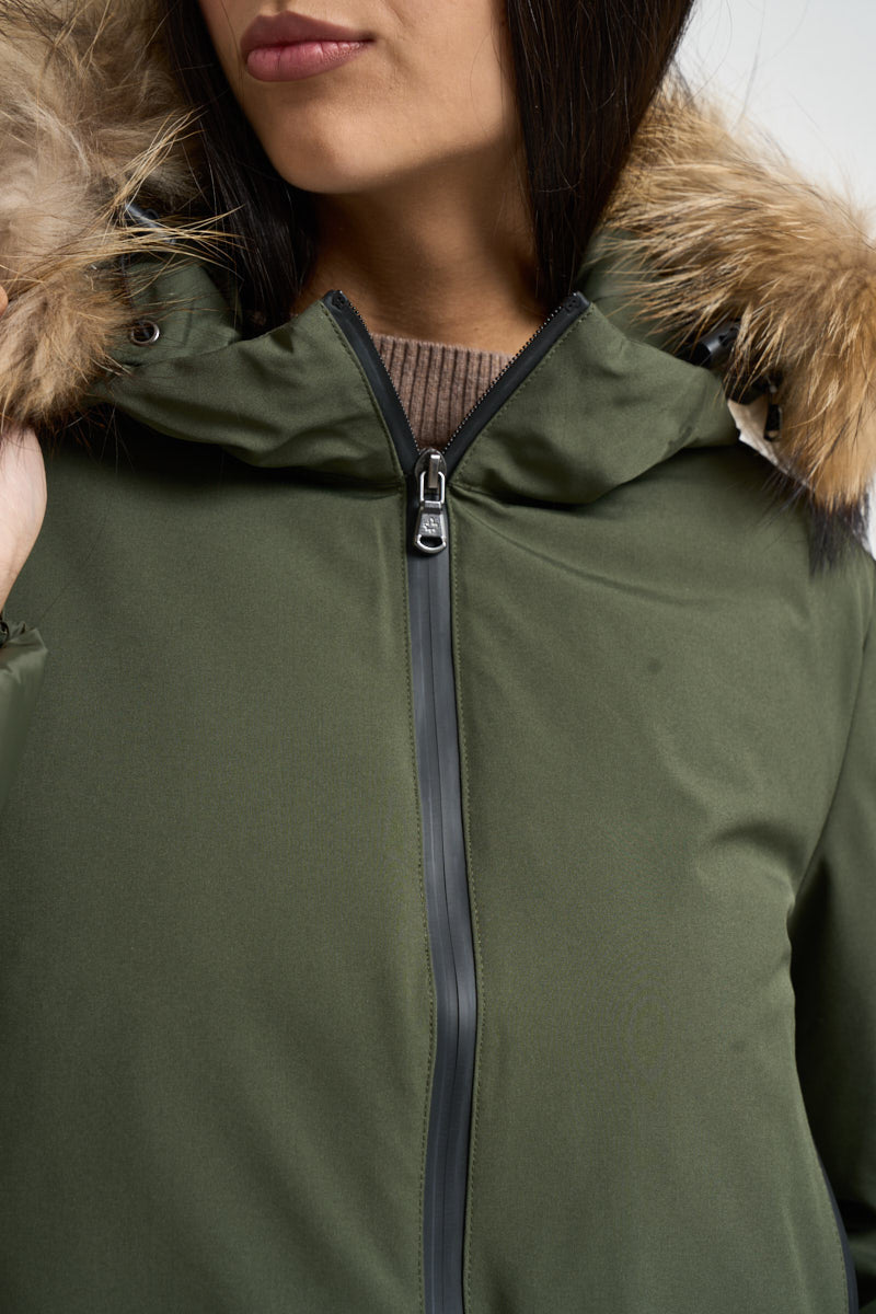 Piumino donna Noralee doppio tessuto verde G226352WFUR OLIVE CANADIAN 
