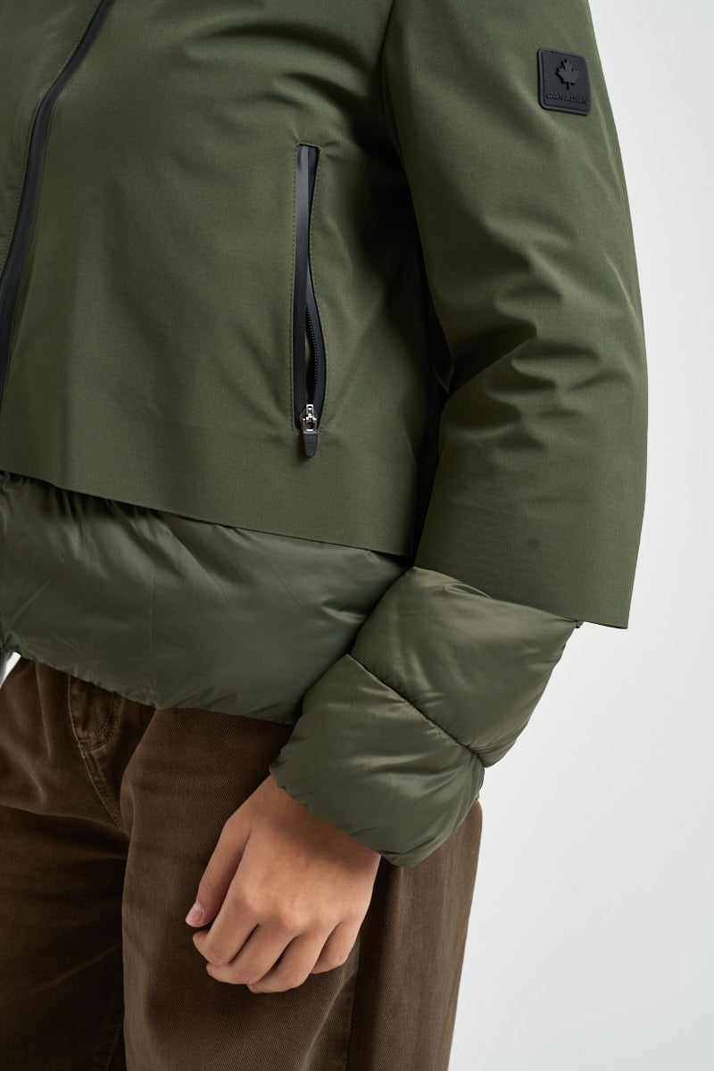 Piumino donna Noralee doppio tessuto verde G226352WFUR OLIVE CANADIAN 