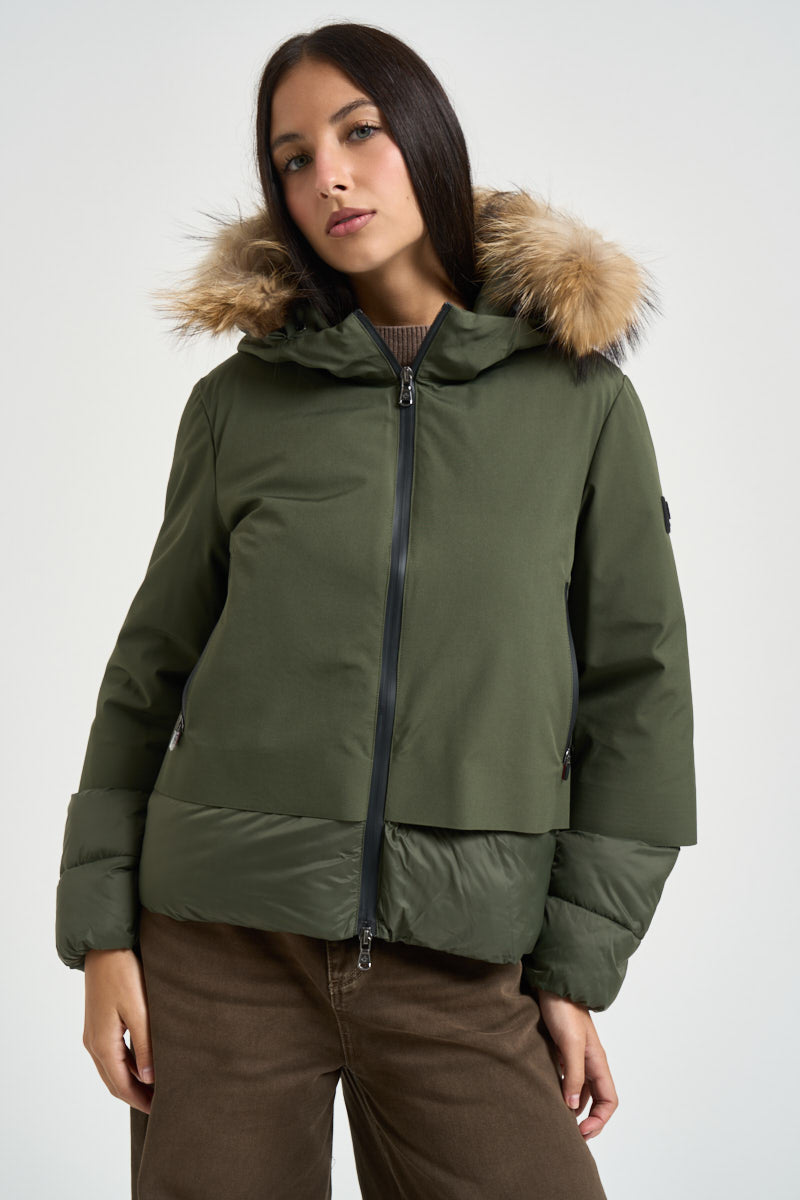 Piumino donna Noralee doppio tessuto verde G226352WFUR OLIVE CANADIAN 