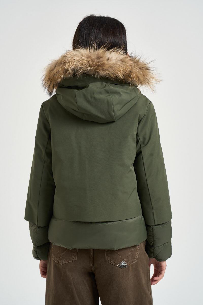 Piumino donna Noralee doppio tessuto verde G226352WFUR OLIVE CANADIAN 