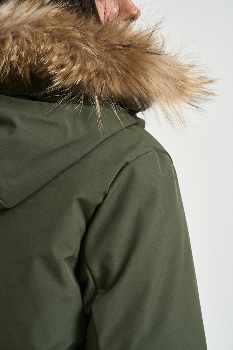 Piumino donna Noralee doppio tessuto verde G226352WFUR OLIVE CANADIAN 