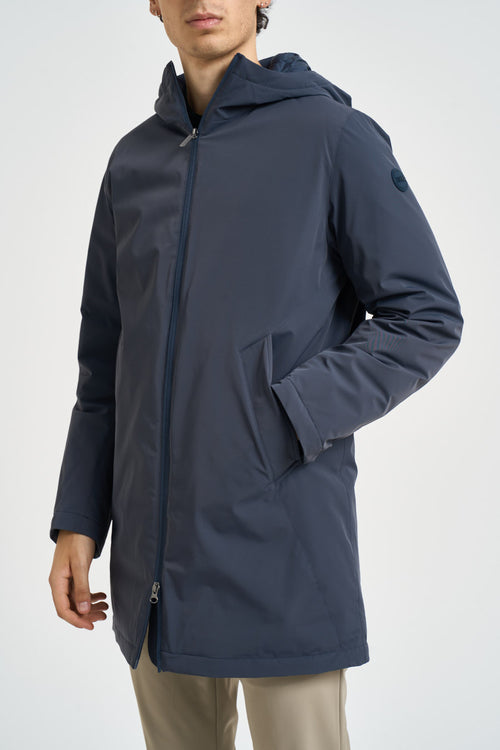 Parka uomo con cappuccio blu