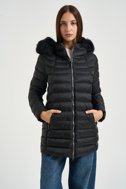 Piumino donna lungo nero