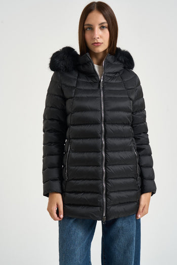 Piumino donna lungo nero - 4