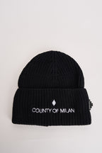 Berretto uomo a costine nero CP00CMN0025 BLACKOFFWHITE COUNTY OF MILAN 