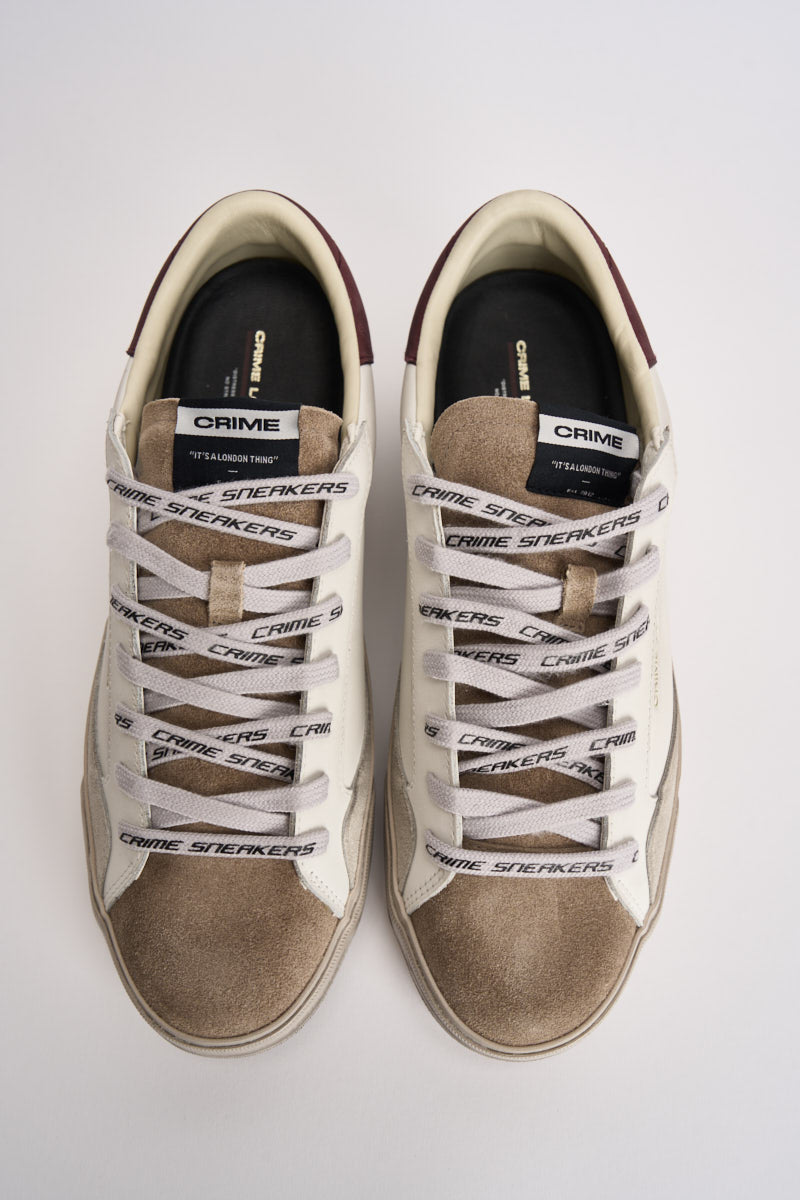 Sneakers uomo bianche e vinaccia 10051 10 CRIME LONDON 