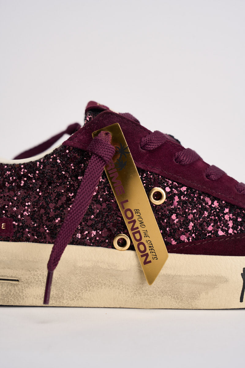 Sneakers donna con micro paillettes bordeaux 23100 71 CRIME LONDON 