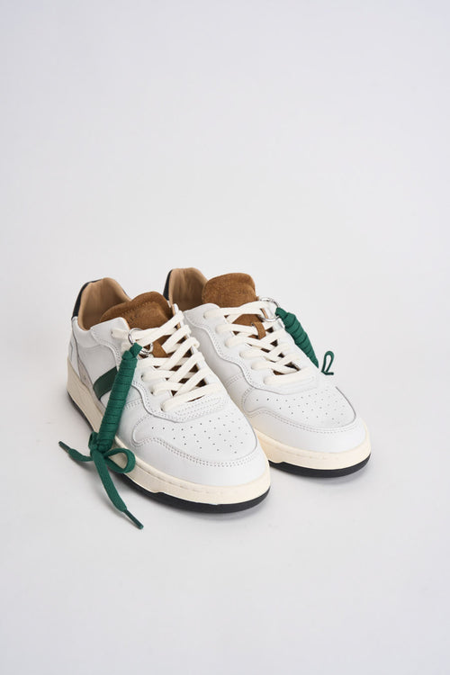 Sneakers uomo bianche con dettagli verdi, marroni e neri - 2
