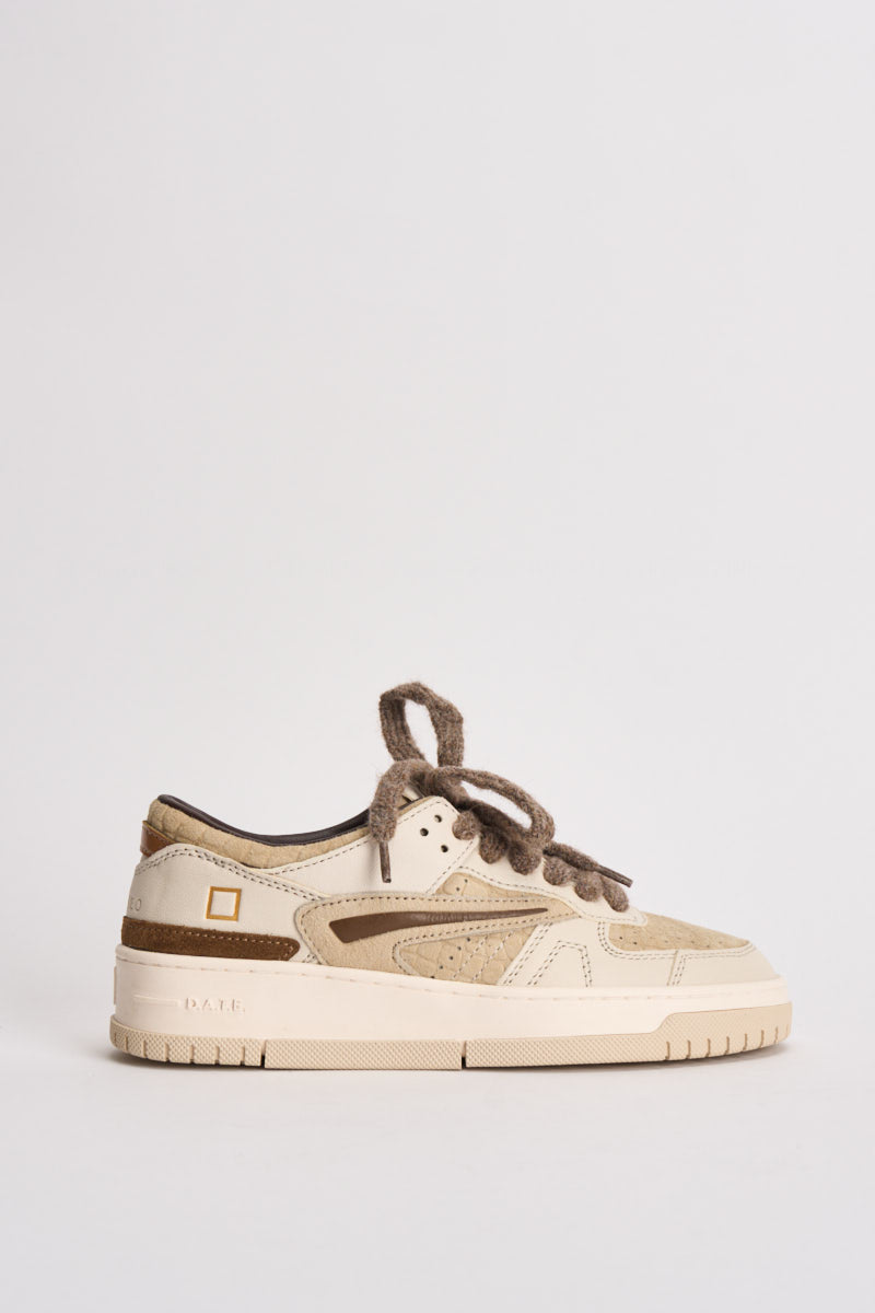 Sneakers donna Torneo bianco e beige W451 TOCCBI D.A.T.E. 