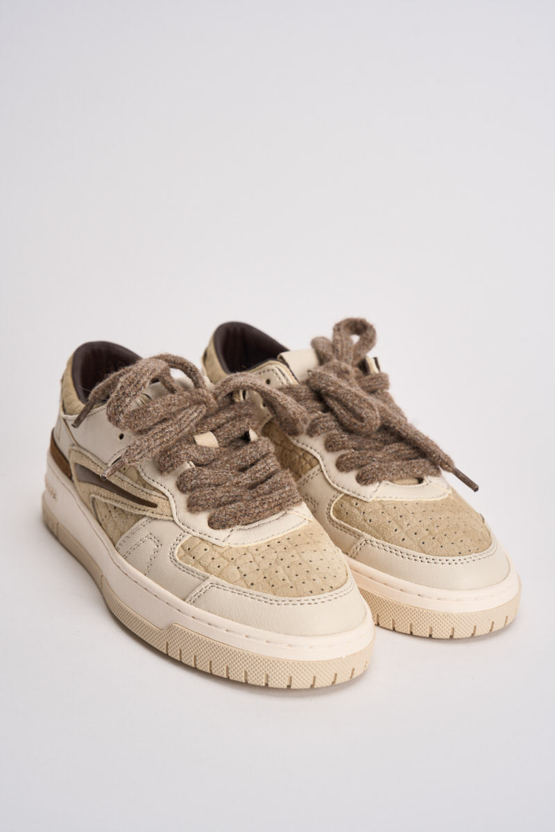 Sneakers donna Torneo bianco e beige W451 TOCCBI D.A.T.E. 