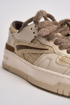 Sneakers donna Torneo bianco e beige W451 TOCCBI D.A.T.E. 