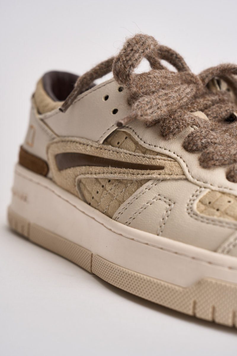 Sneakers donna Torneo bianco e beige W451 TOCCBI D.A.T.E. 