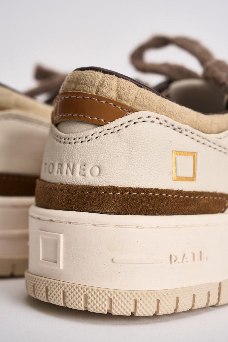 Sneakers donna Torneo bianco e beige W451 TOCCBI D.A.T.E. 