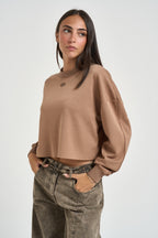 Felpa donna cropped marrone A22307 0TJBU7FM DIESEL 