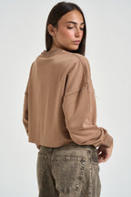 Felpa donna cropped marrone A22307 0TJBU7FM DIESEL 