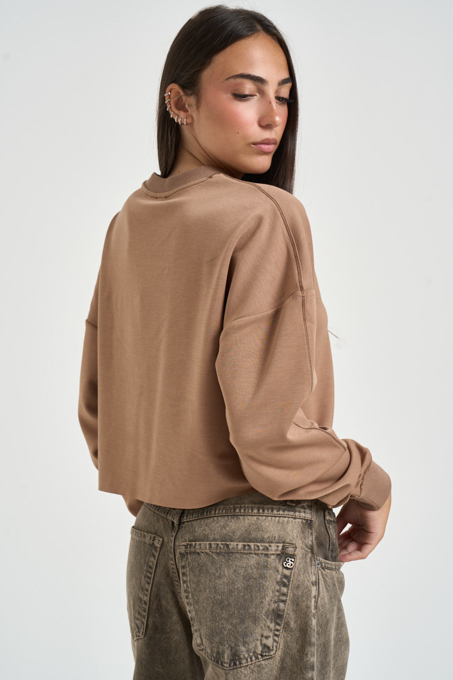 Felpa donna cropped marrone A22307 0TJBU7FM DIESEL 
