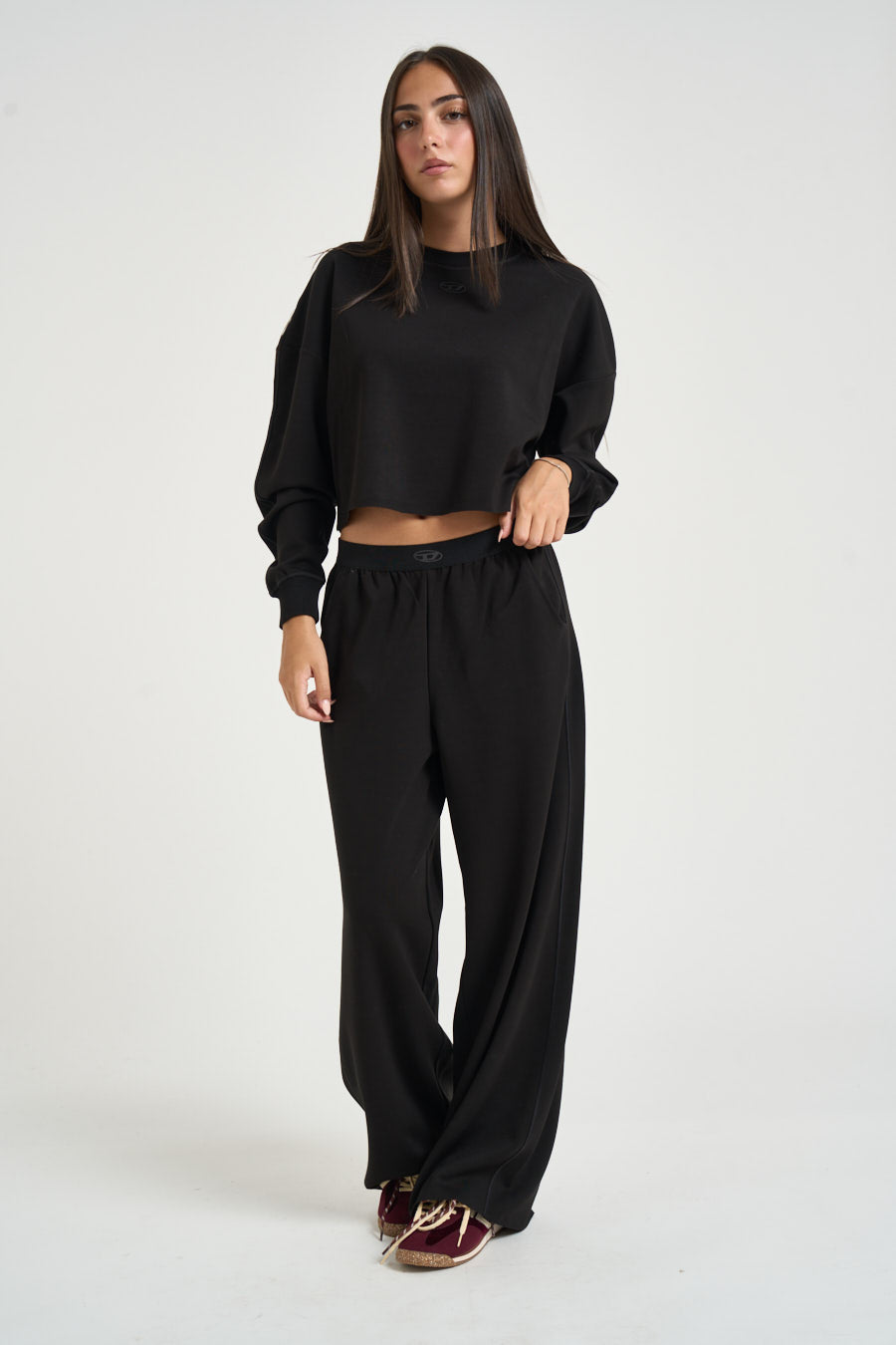 Felpa donna cropped nera A22307 0TJBU9XX DIESEL 