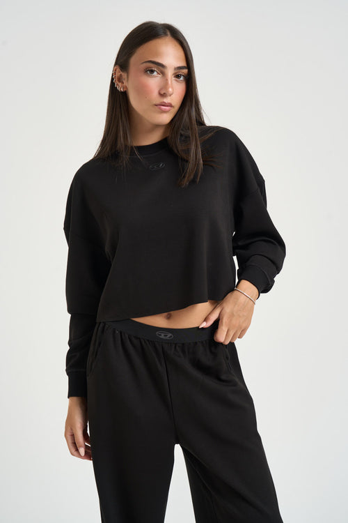Felpa donna cropped nera - 2
