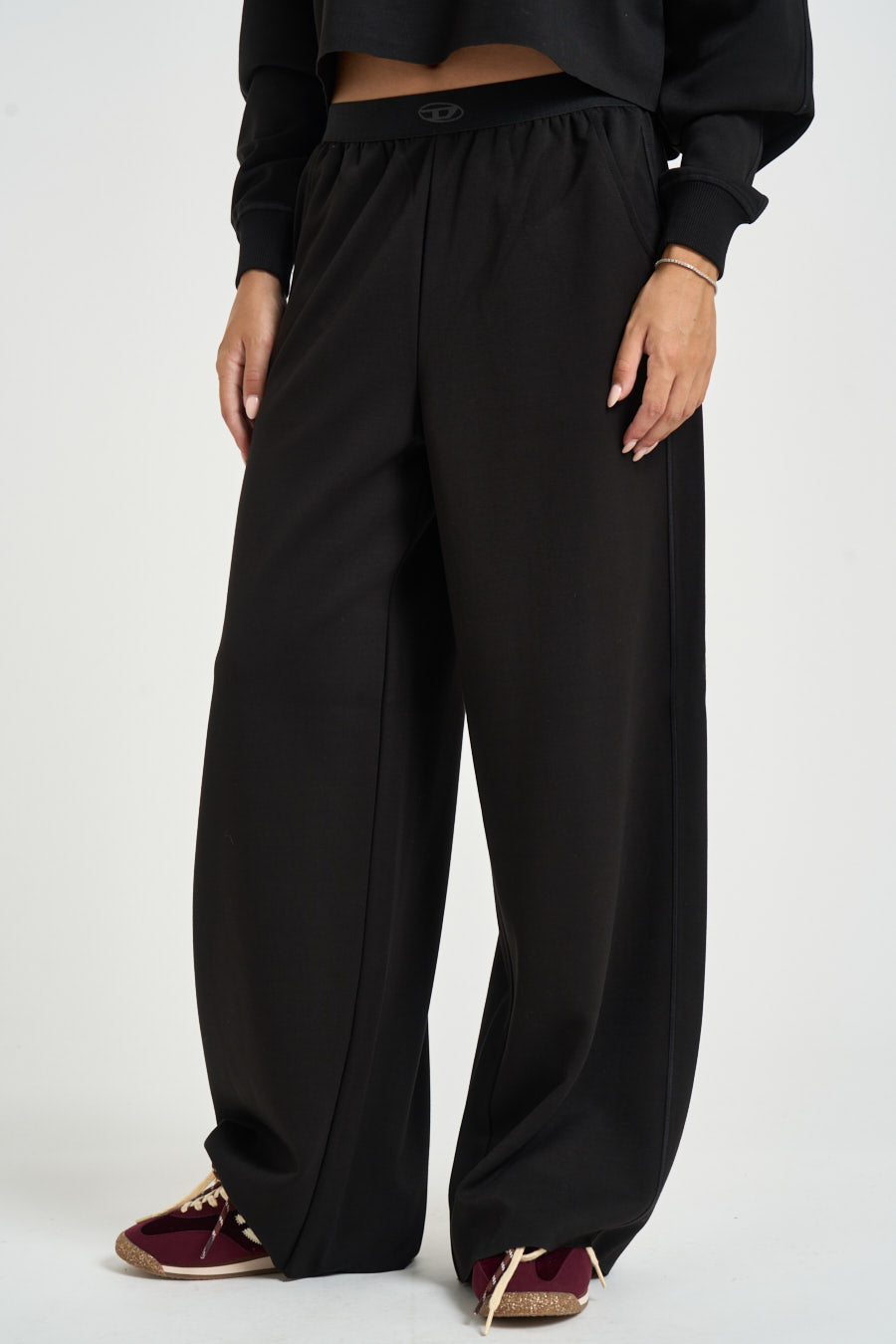 Pantalone donna a gamba ampia nero A22308 0TJBU9XX DIESEL 