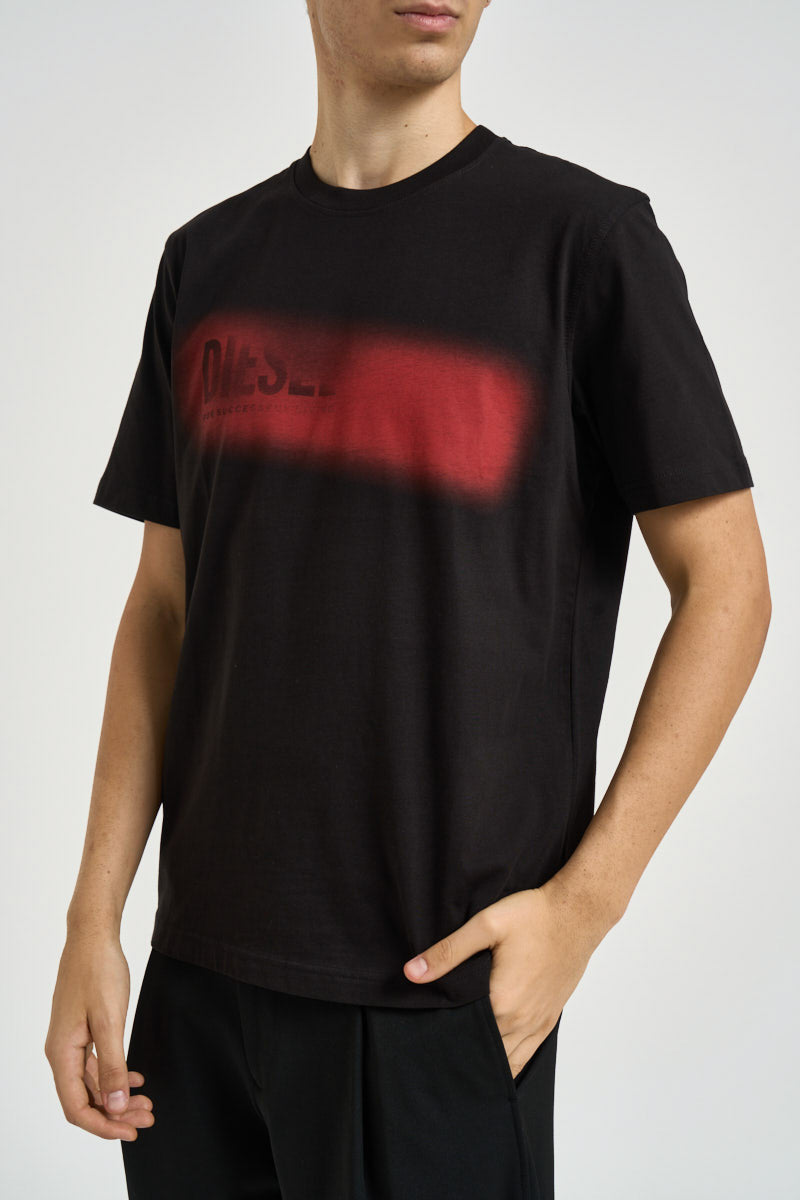 T-shirt uomocon stampa logo sfumata nera A25121 0QIAM9XX DIESEL 