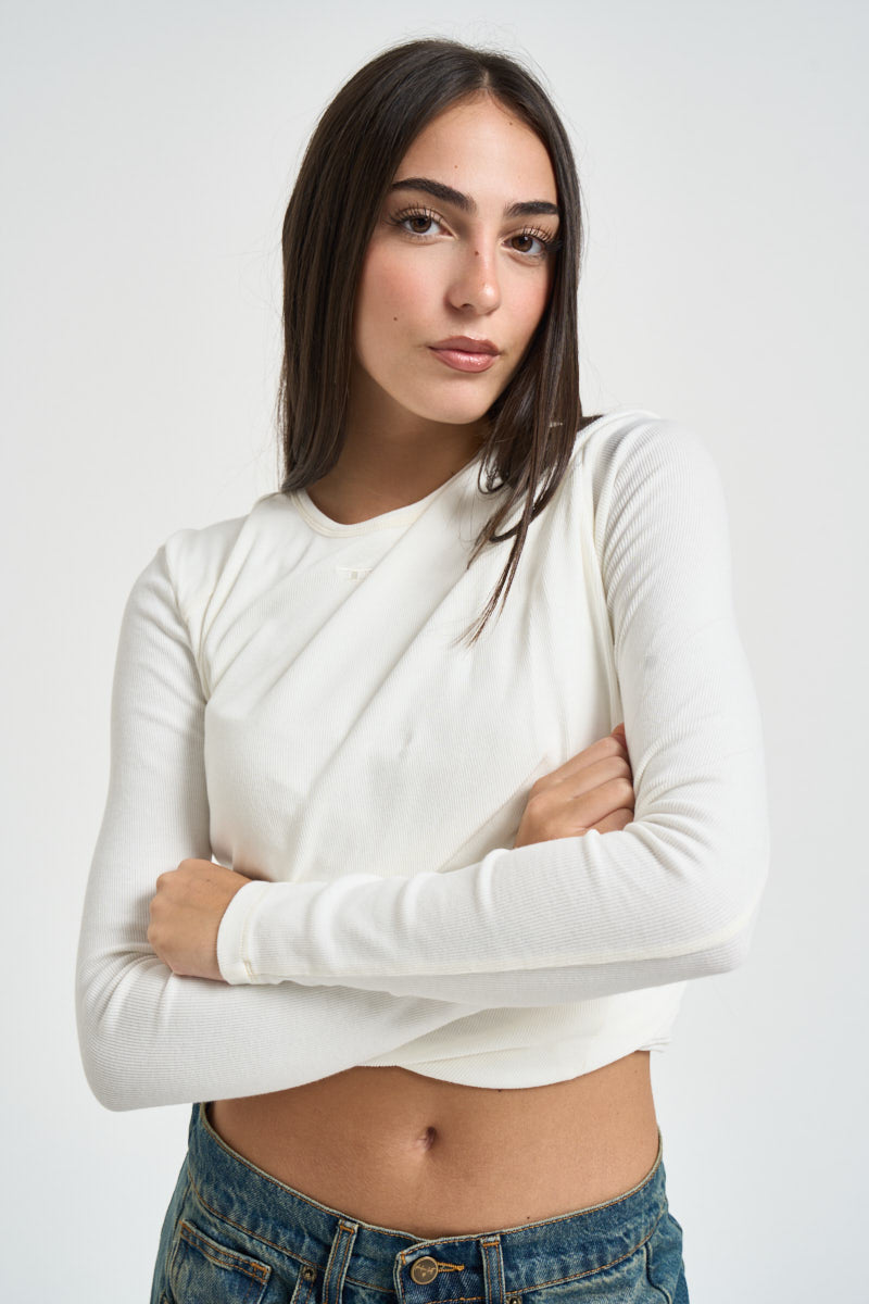 Maglia donna con drappeggio bianca A26071 OBLCN141 DIESEL 