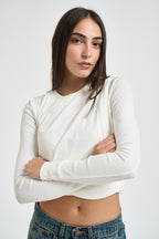 Maglia donna con drappeggio bianca A26071 OBLCN141 DIESEL 