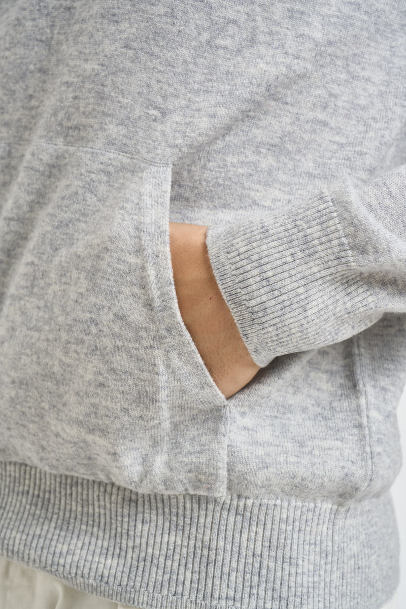 Felpa uomo in maglia con cappuccio grigio chiaro 074 GRIGIO CHIARO DIKTAT 