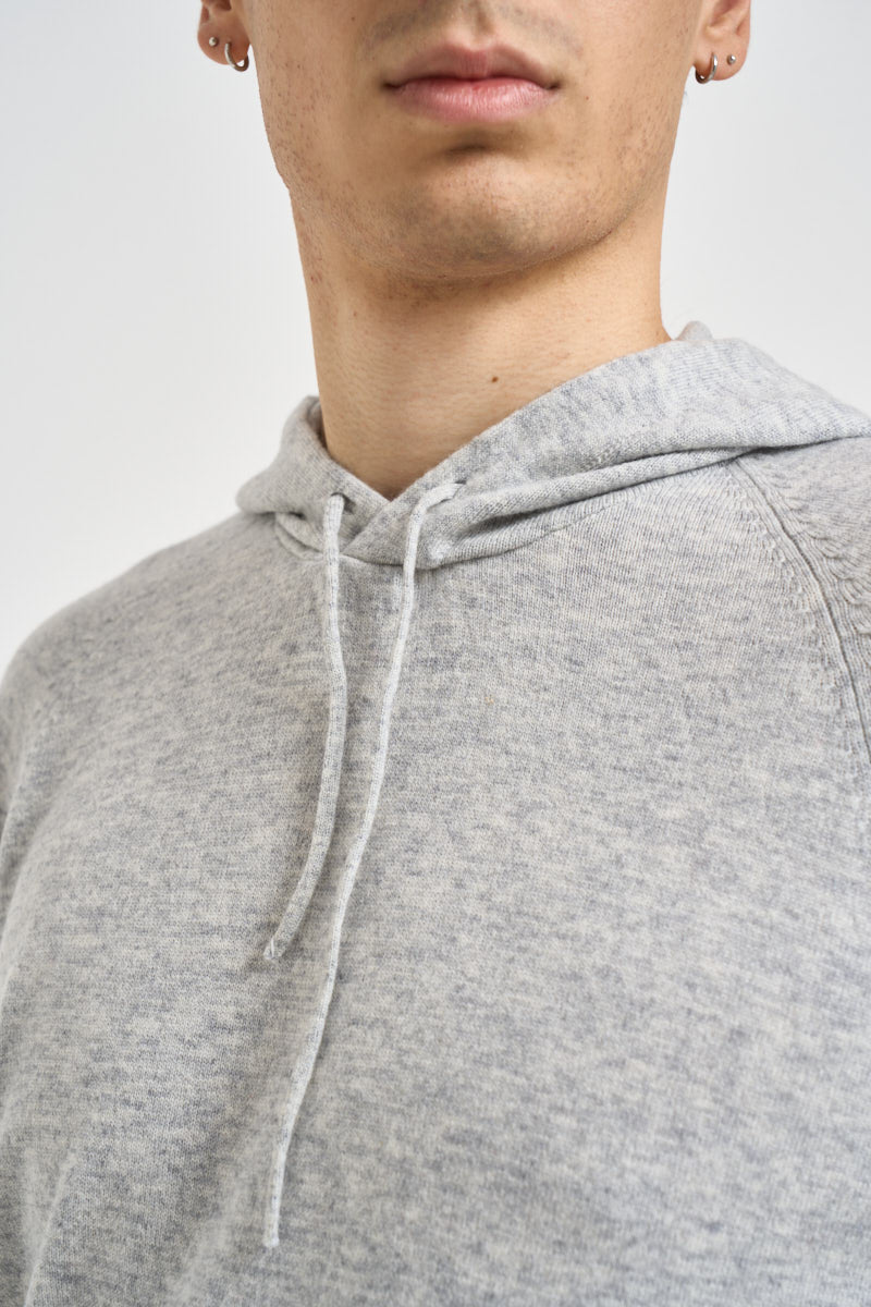 Felpa uomo in maglia con cappuccio grigio chiaro 074 GRIGIO CHIARO DIKTAT 