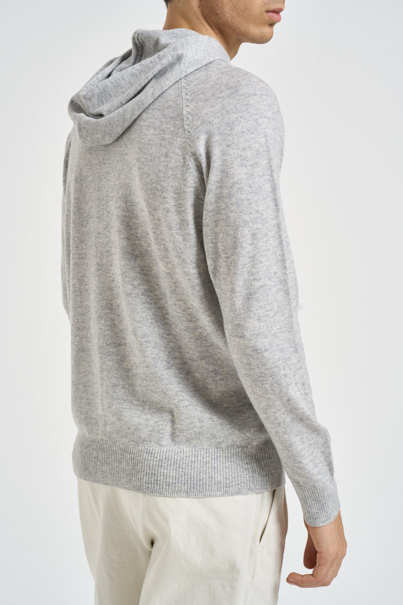 Felpa uomo in maglia con cappuccio grigio chiaro 074 GRIGIO CHIARO DIKTAT 