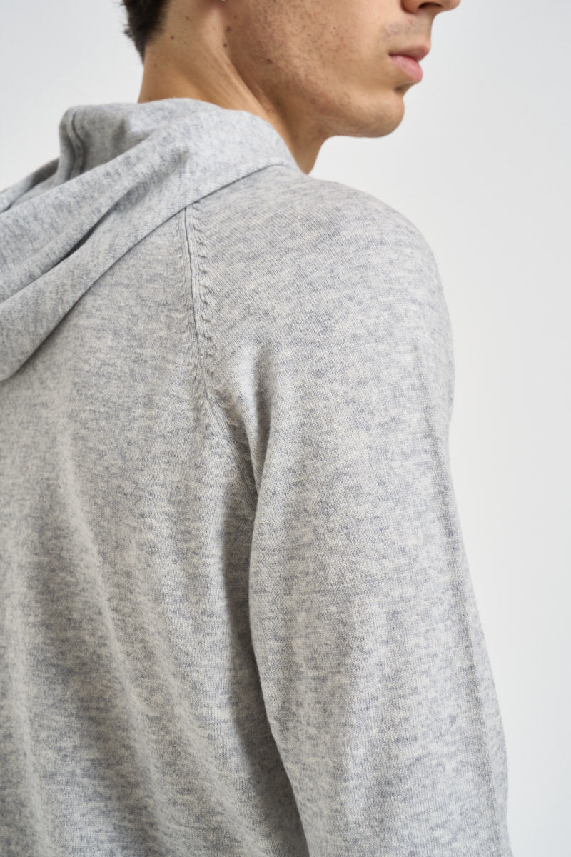 Felpa uomo in maglia con cappuccio grigio chiaro 074 GRIGIO CHIARO DIKTAT 